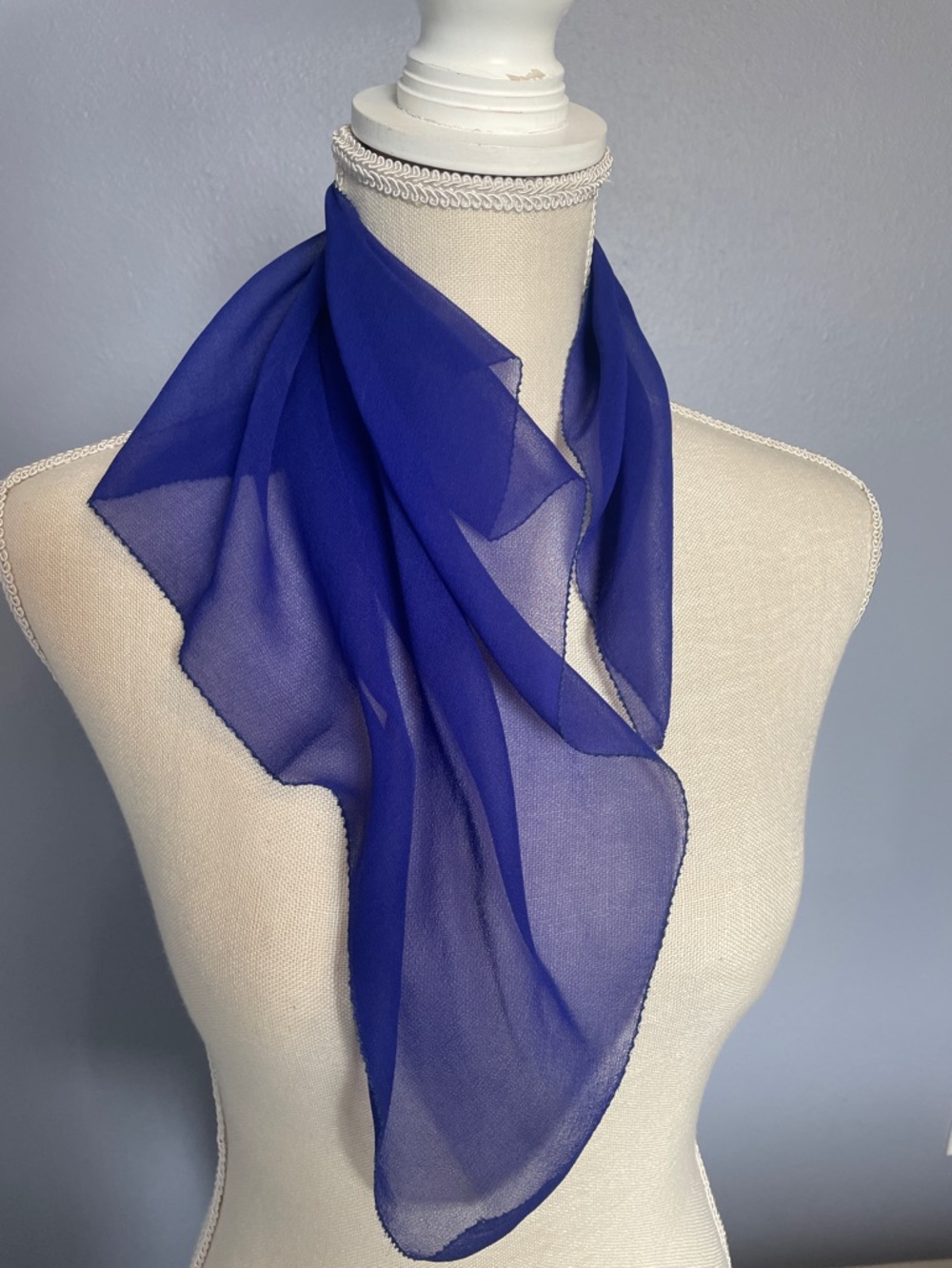 Vintage Silk Scarf Hand-rolled Hem Vibrant Brilliant Deep Purple